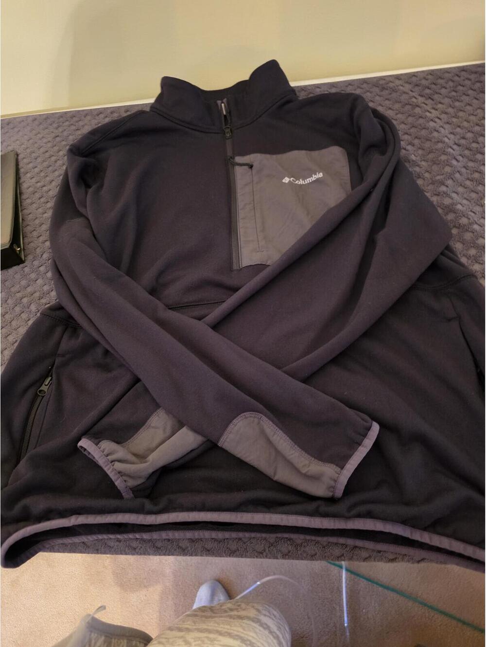 Columbia Men’s XXL 1/4 Zip Fleece Pullover Dark Navy Gray Pocket Outdoor Jacket - Picture 11 of 11